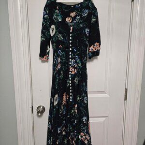medium navy floral maxi dress NWOT